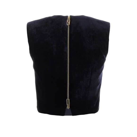Fendi Women Midnight Blue Velvet Top - Picture 2 of 2